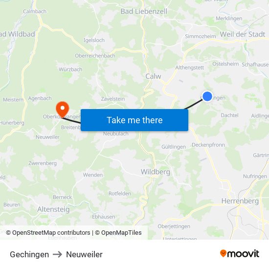 Gechingen to Neuweiler map