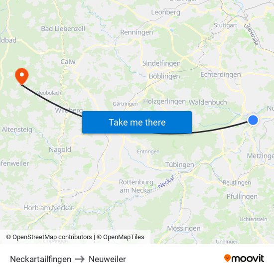 Neckartailfingen to Neuweiler map