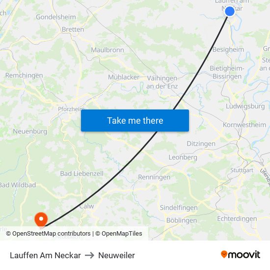 Lauffen Am Neckar to Neuweiler map