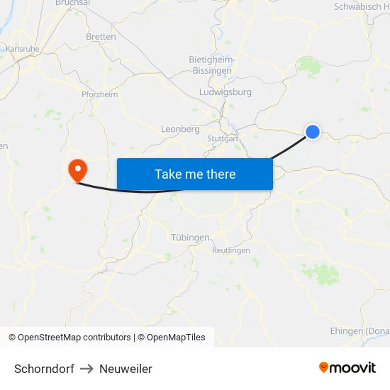 Schorndorf to Neuweiler map