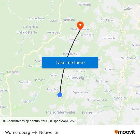 Wörnersberg to Neuweiler map