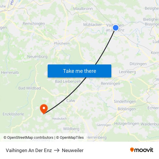 Vaihingen An Der Enz to Neuweiler map