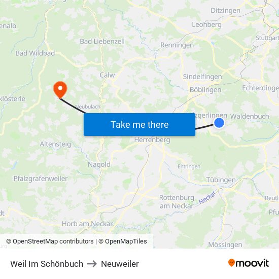 Weil Im Schönbuch to Neuweiler map