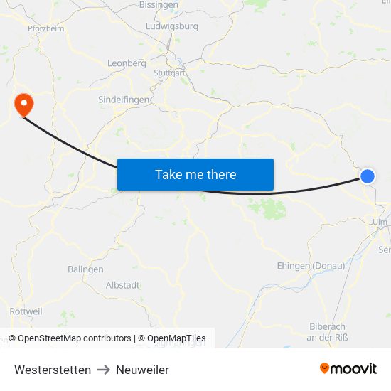 Westerstetten to Neuweiler map