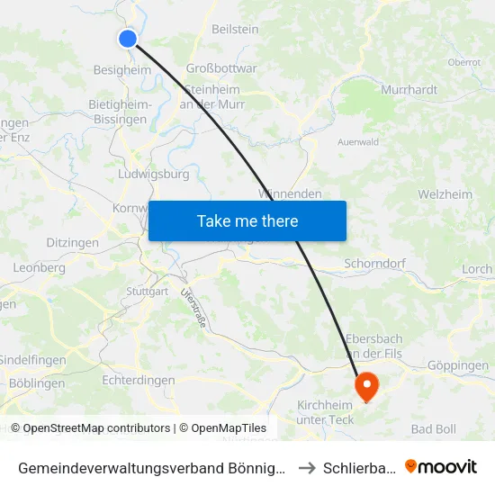 Gemeindeverwaltungsverband Bönnigheim to Schlierbach map