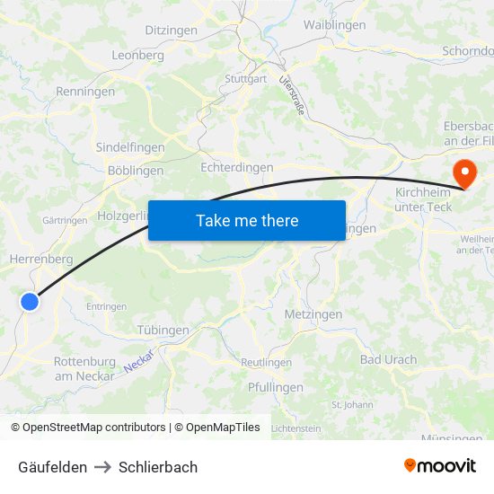 Gäufelden to Schlierbach map