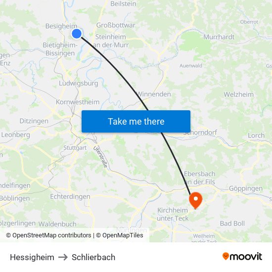 Hessigheim to Schlierbach map