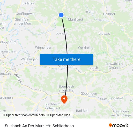 Sulzbach An Der Murr to Schlierbach map