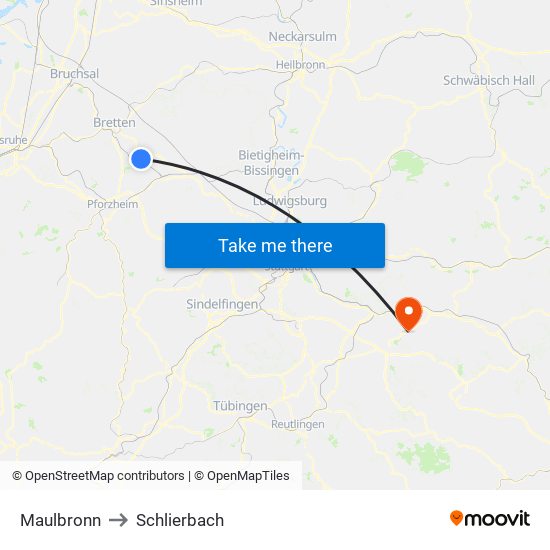 Maulbronn to Schlierbach map