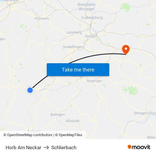 Horb Am Neckar to Schlierbach map