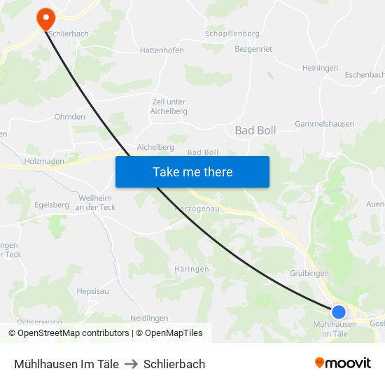 Mühlhausen Im Täle to Schlierbach map