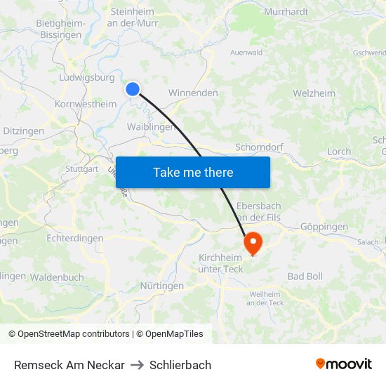 Remseck Am Neckar to Schlierbach map