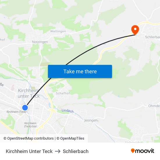 Kirchheim Unter Teck to Schlierbach map