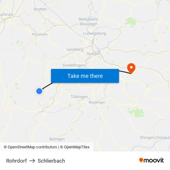 Rohrdorf to Schlierbach map