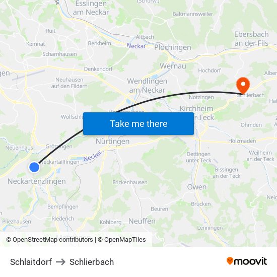 Schlaitdorf to Schlierbach map