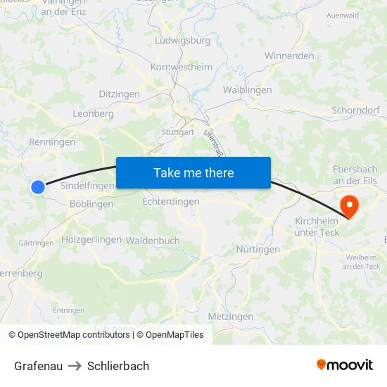 Grafenau to Schlierbach map