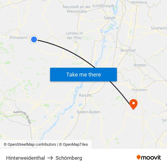 Hinterweidenthal to Schömberg map