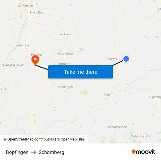 Bopfingen to Schömberg map