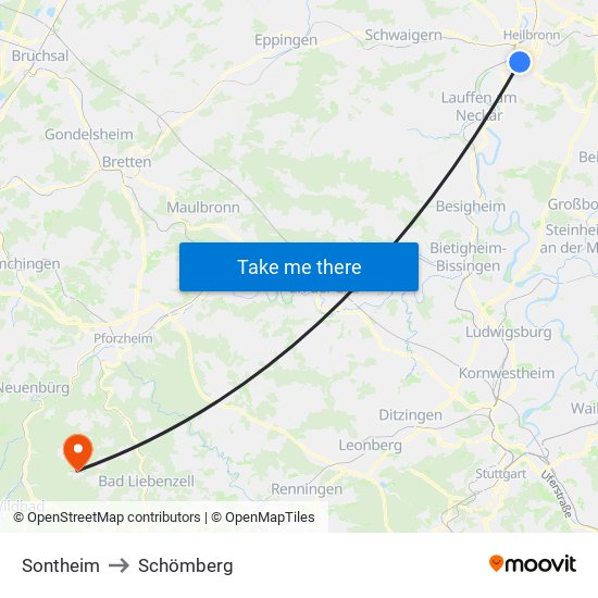 Sontheim to Schömberg map