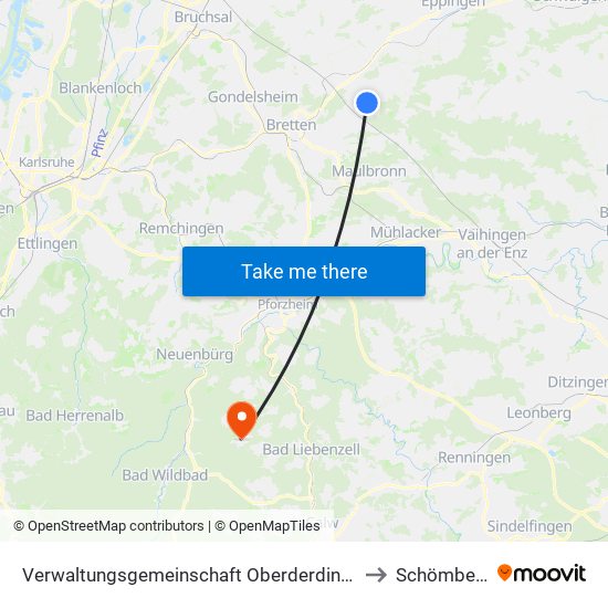 Verwaltungsgemeinschaft Oberderdingen to Schömberg map