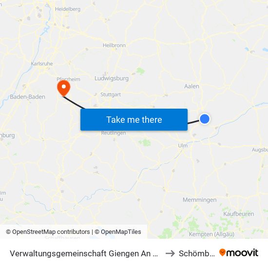 Verwaltungsgemeinschaft Giengen An Der Brenz to Schömberg map