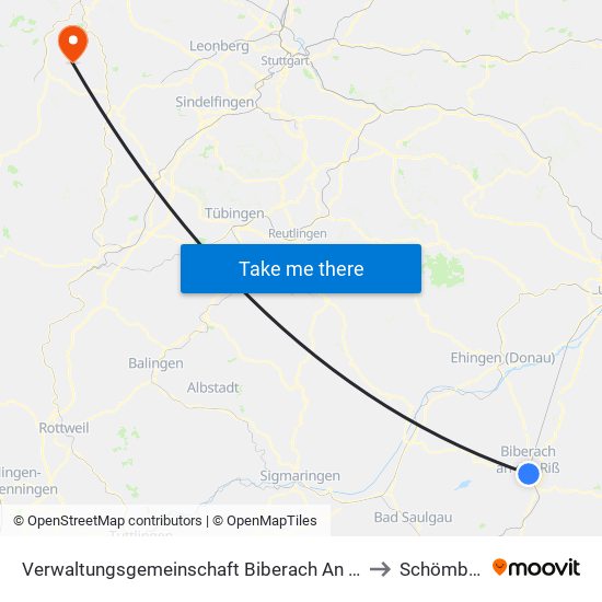 Verwaltungsgemeinschaft Biberach An Der Riß to Schömberg map