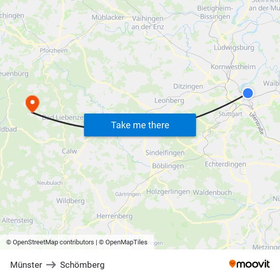 Münster to Schömberg map