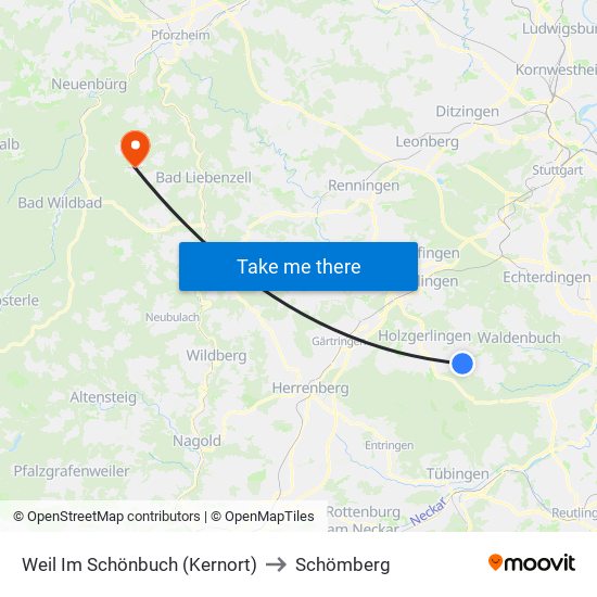 Weil Im Schönbuch (Kernort) to Schömberg map