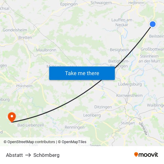 Abstatt to Schömberg map