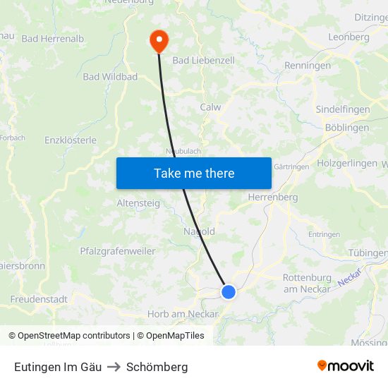 Eutingen Im Gäu to Schömberg map