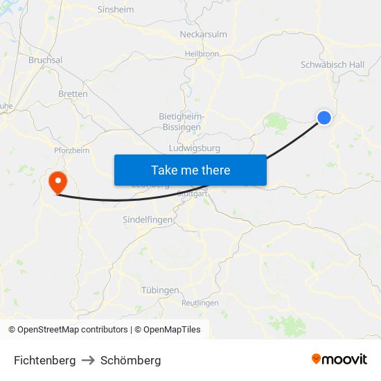 Fichtenberg to Schömberg map