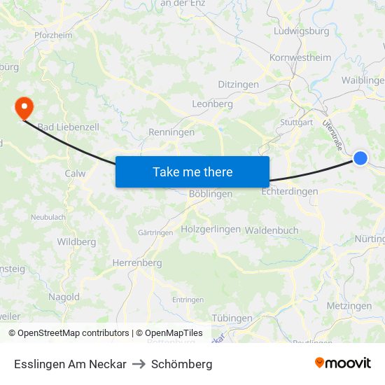 Esslingen Am Neckar to Schömberg map