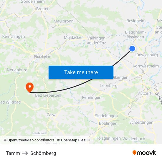 Tamm to Schömberg map