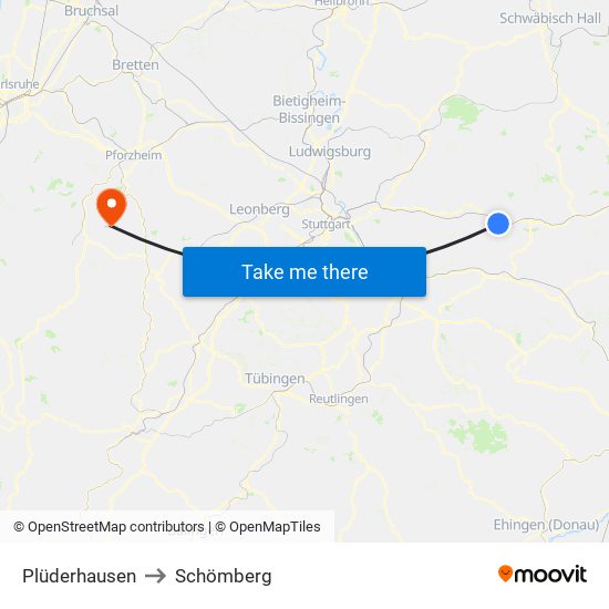 Plüderhausen to Schömberg map