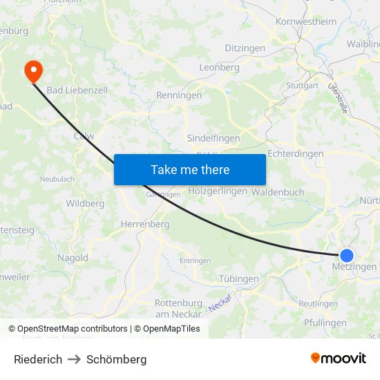 Riederich to Schömberg map