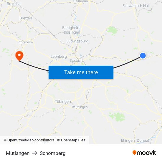 Mutlangen to Schömberg map