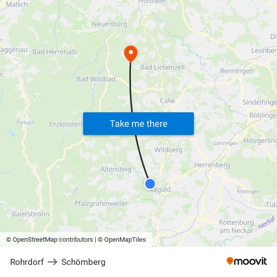 Rohrdorf to Schömberg map