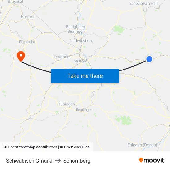 Schwäbisch Gmünd to Schömberg map