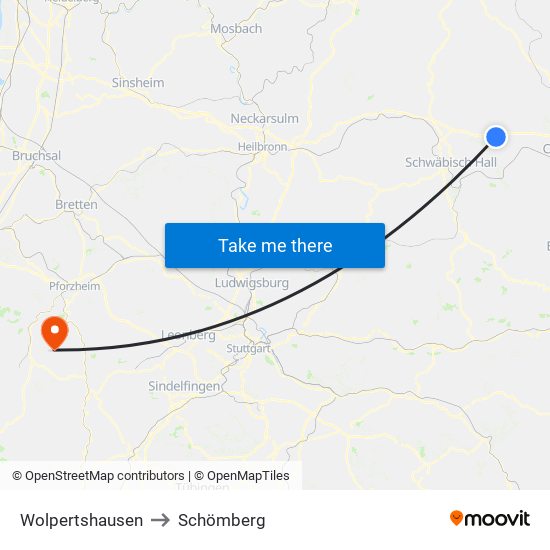 Wolpertshausen to Schömberg map