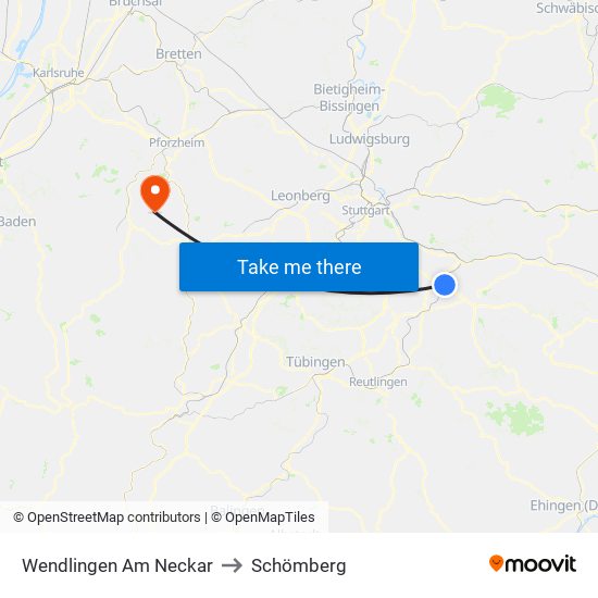 Wendlingen Am Neckar to Schömberg map