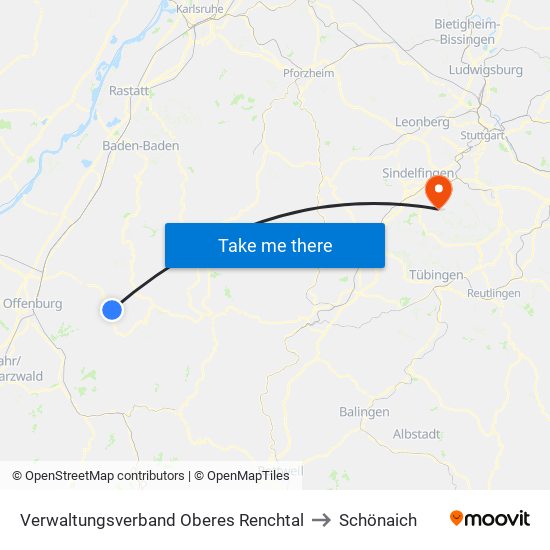 Verwaltungsverband Oberes Renchtal to Schönaich map