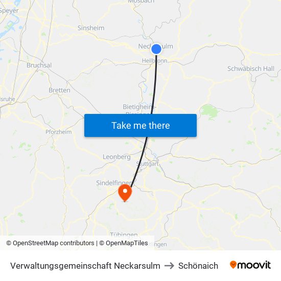 Verwaltungsgemeinschaft Neckarsulm to Schönaich map