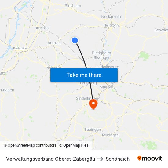 Verwaltungsverband Oberes Zabergäu to Schönaich map