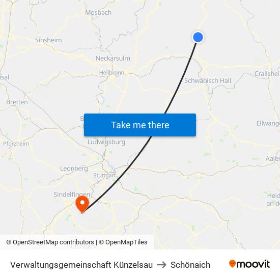 Verwaltungsgemeinschaft Künzelsau to Schönaich map