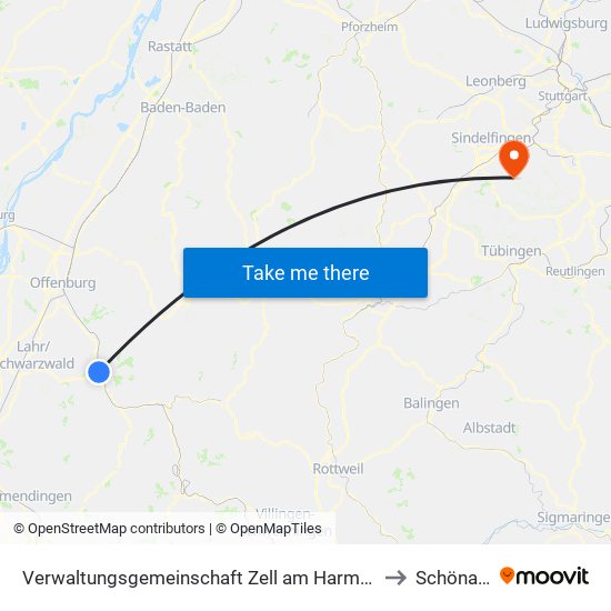 Verwaltungsgemeinschaft Zell am Harmersbach to Schönaich map