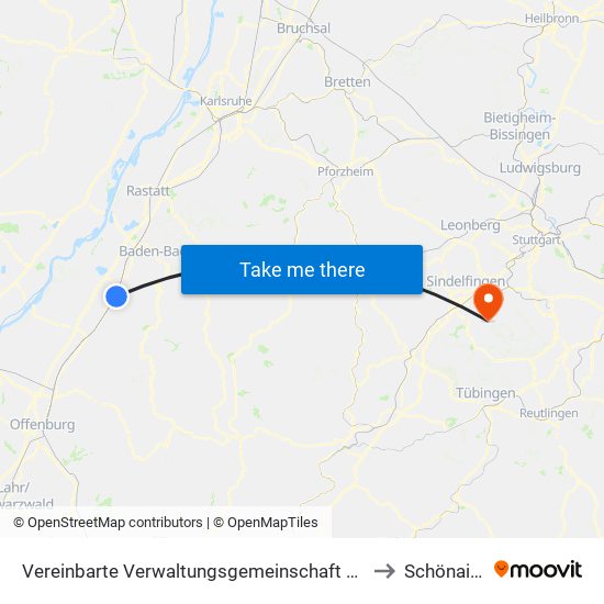 Vereinbarte Verwaltungsgemeinschaft Bühl to Schönaich map