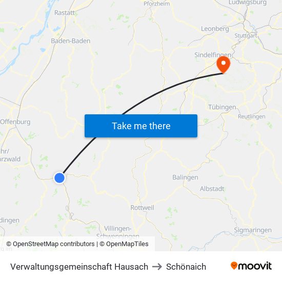 Verwaltungsgemeinschaft Hausach to Schönaich map