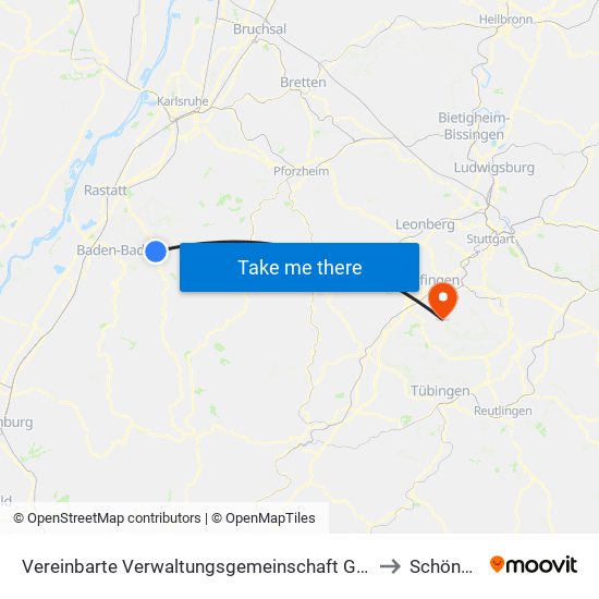 Vereinbarte Verwaltungsgemeinschaft Gernsbach to Schönaich map
