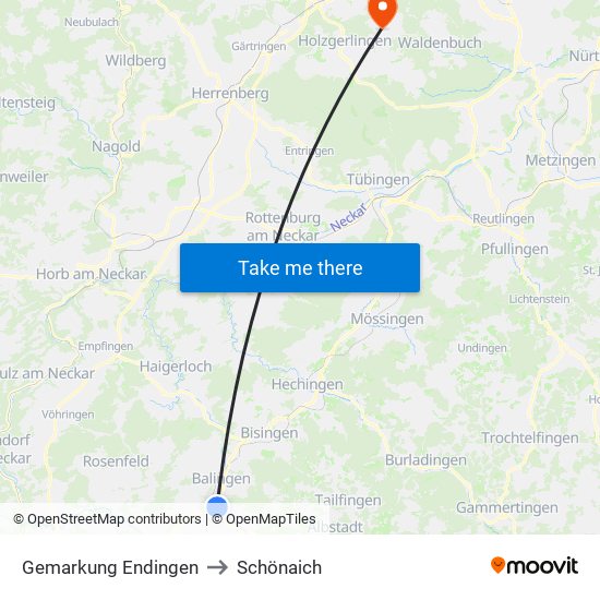 Gemarkung Endingen to Schönaich map