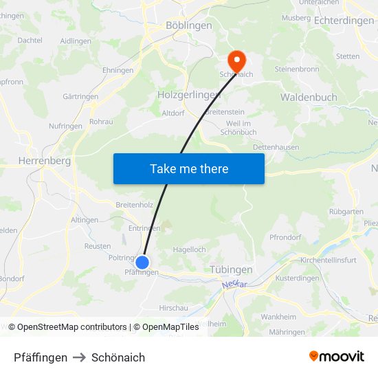 Pfäffingen to Schönaich map